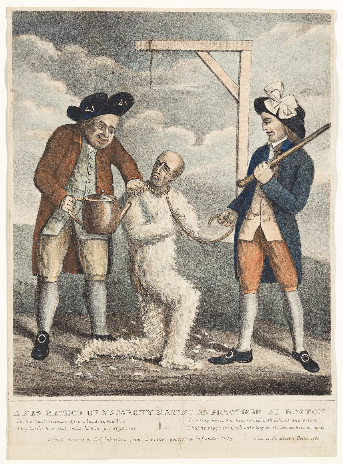 (AMERICAN REVOLUTION--PRINTS.) D.C. Johnston, lithographer. A New Method of Macarony Making, as Practised at Boston.